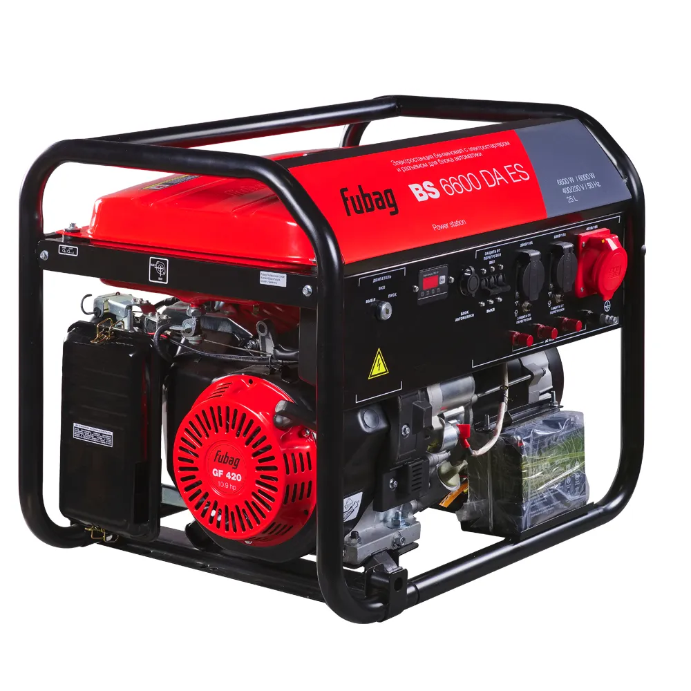 Бензиновый генератор Fubag BS 6600 DA ES с блоком АВР BS 6600D трехфазный с электростартером, 6 кВт