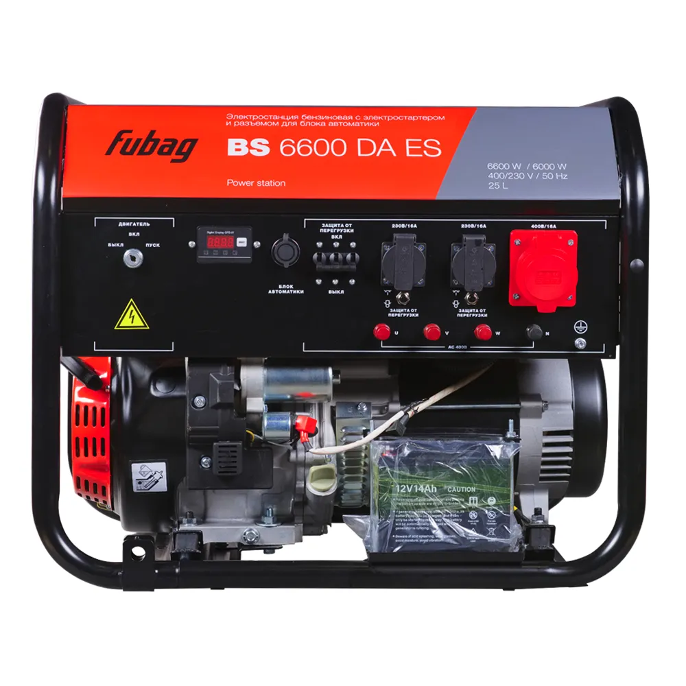 Бензиновый генератор Fubag BS 6600 DA ES с блоком АВР BS 6600D трехфазный с электростартером, 6 кВт