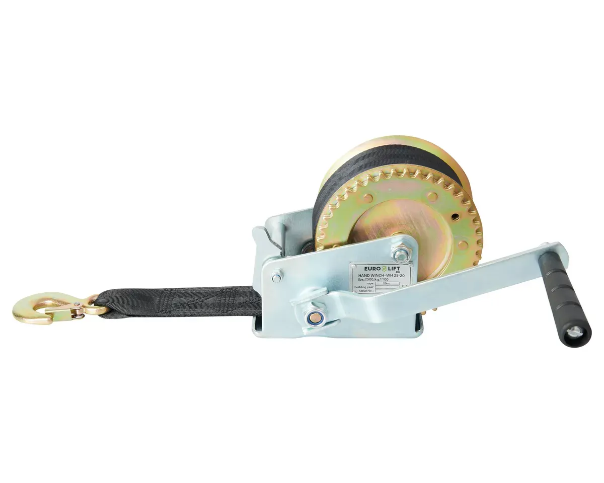 Лебедка барабанная WH25-20, 1100 кг, лента 20 м