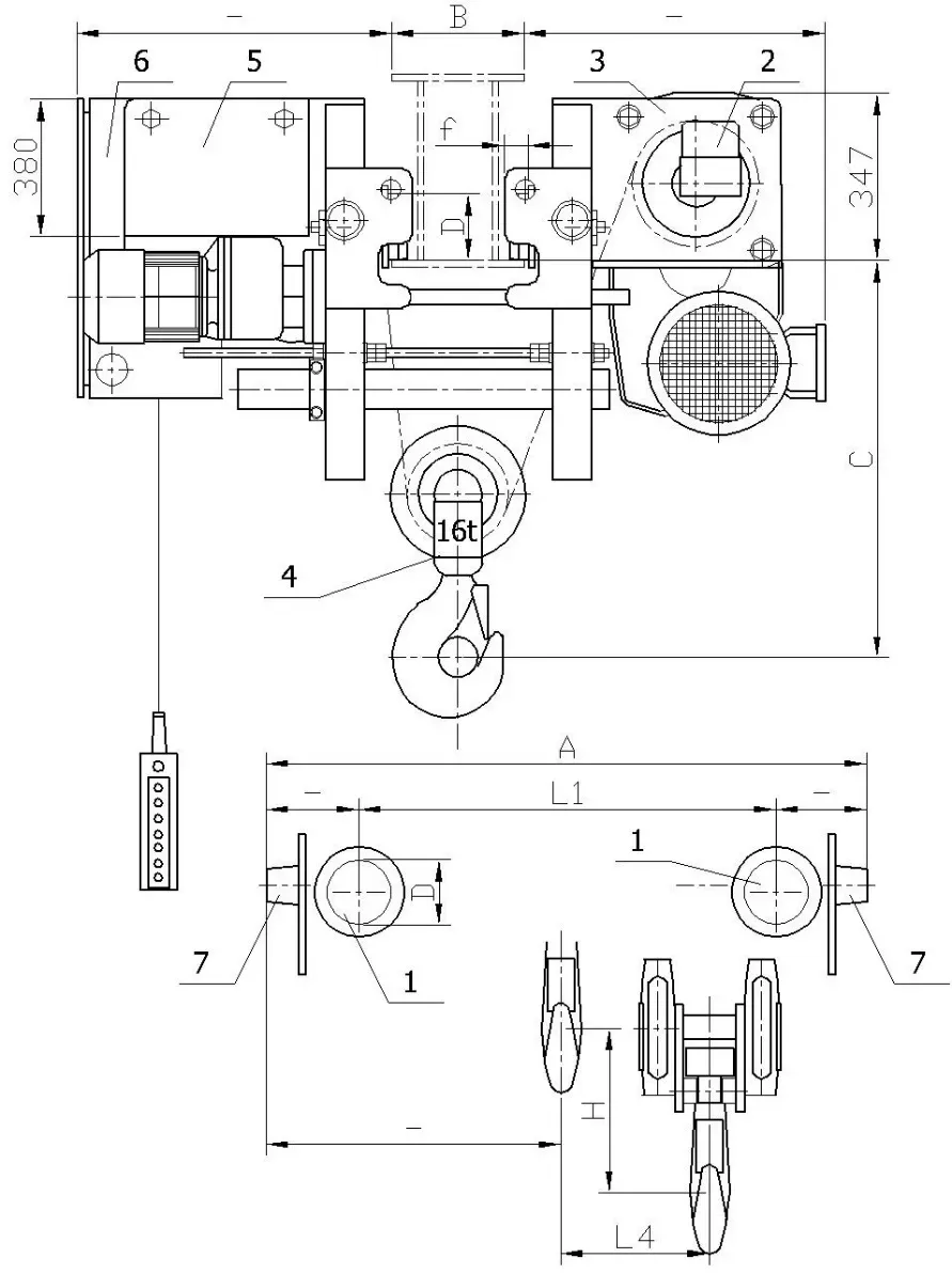 Таль электрическая канатная Euro-Lift SH160 H12 УСВ 16,0т 12м