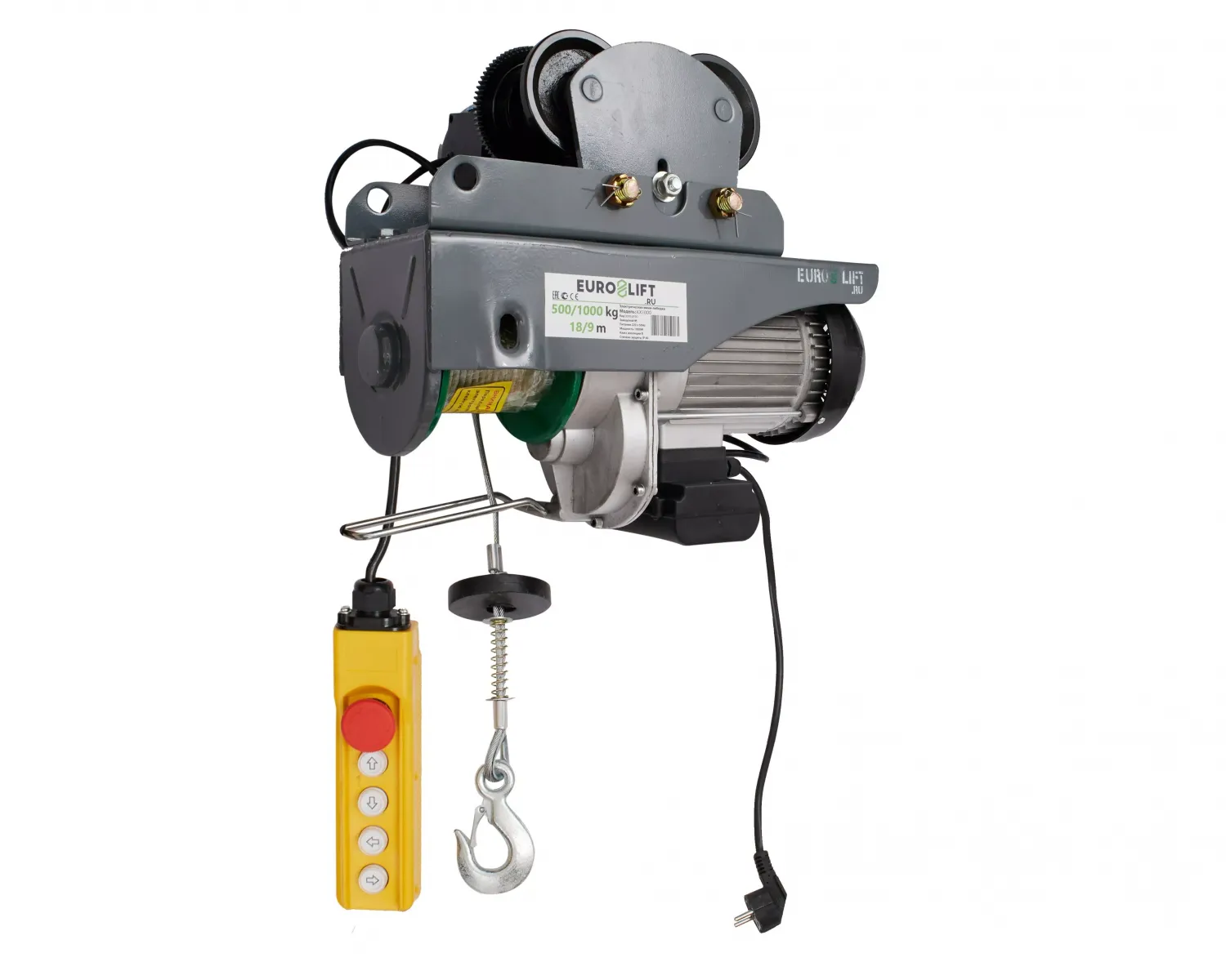 Лебедка электрическая передвижная Euro-Lift KX 1000 г/п 500/1000 кг, в/п 18/9 м