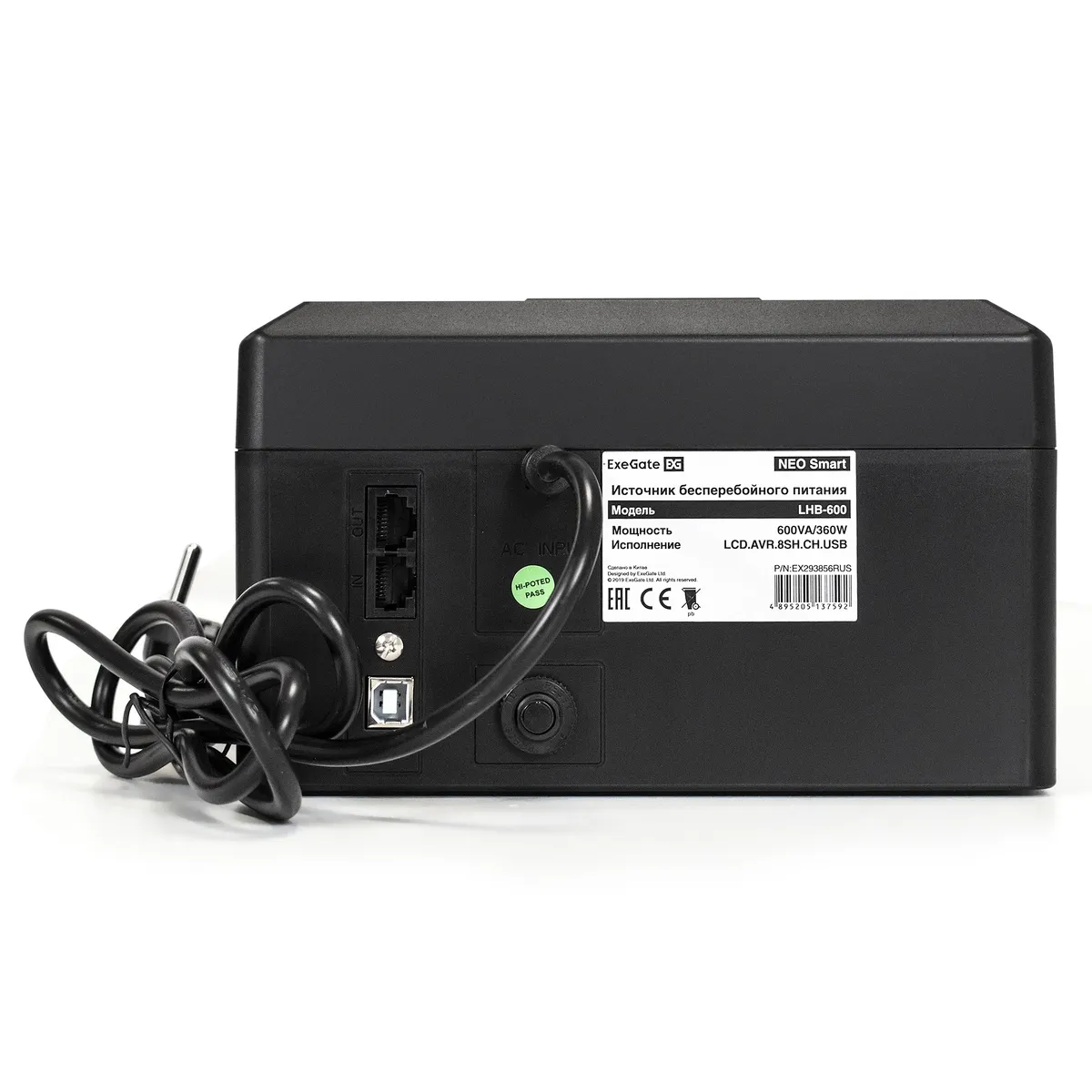 ИБП ExeGate NEO Smart LHB-600.LCD.AVR.8SH.CH.RJ.USB