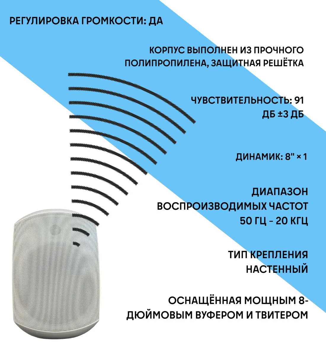 Громкоговоритель настенный водостойкий TURBOSKY T-958 фото-2