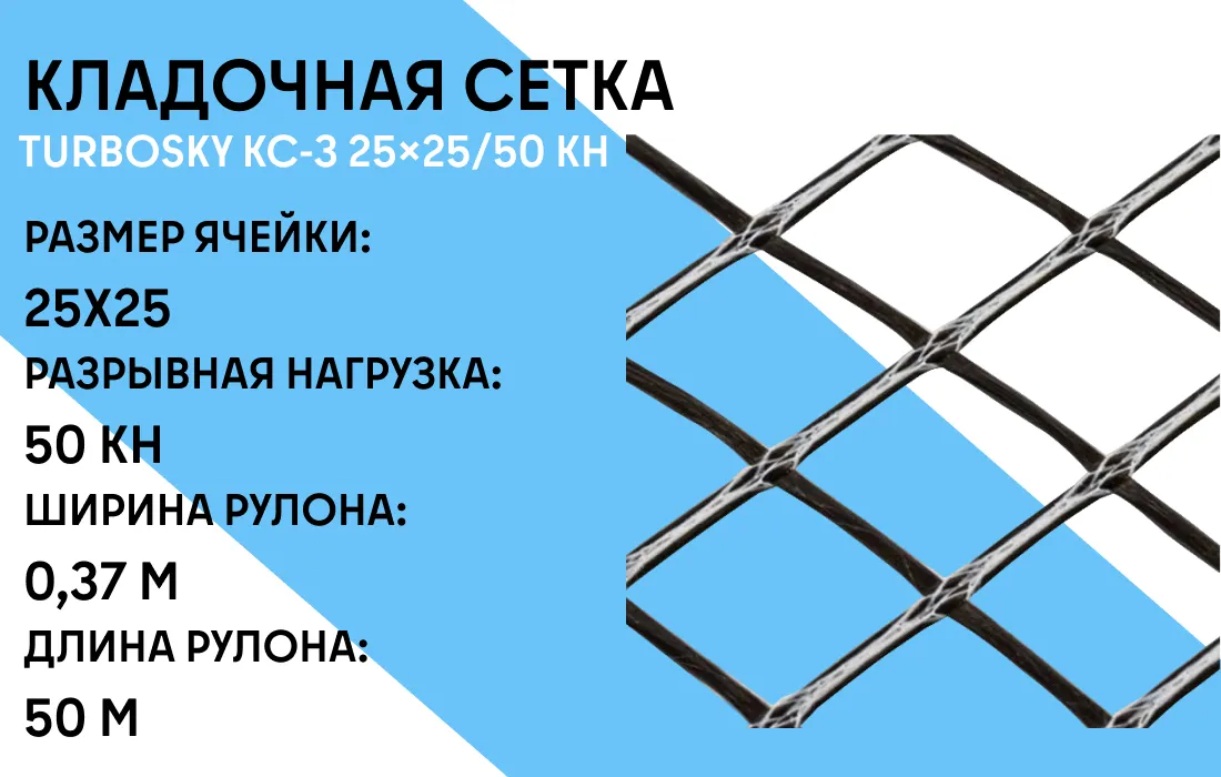 Кладочная сетка TURBOSKY КС-3 25×25/50 кН фото-1